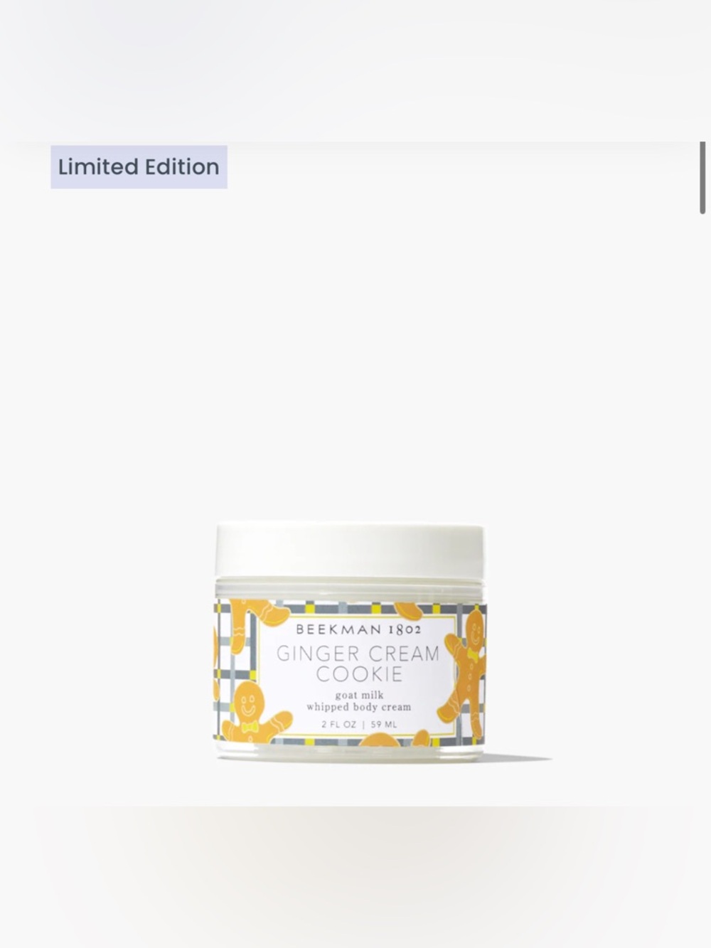 Beekman 1802 Ginger Cream Cookie Whipped Body Cream - Limited Edition 59 ml